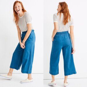MADEWELL Indigo Smocked Huston Pull-On Crop Pants Medium Indigo XXS